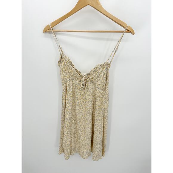 Papermoon Womens Yellow Microfloral Babydoll Mini Dress Size M Feminine Dainty - Picture 9 of 9